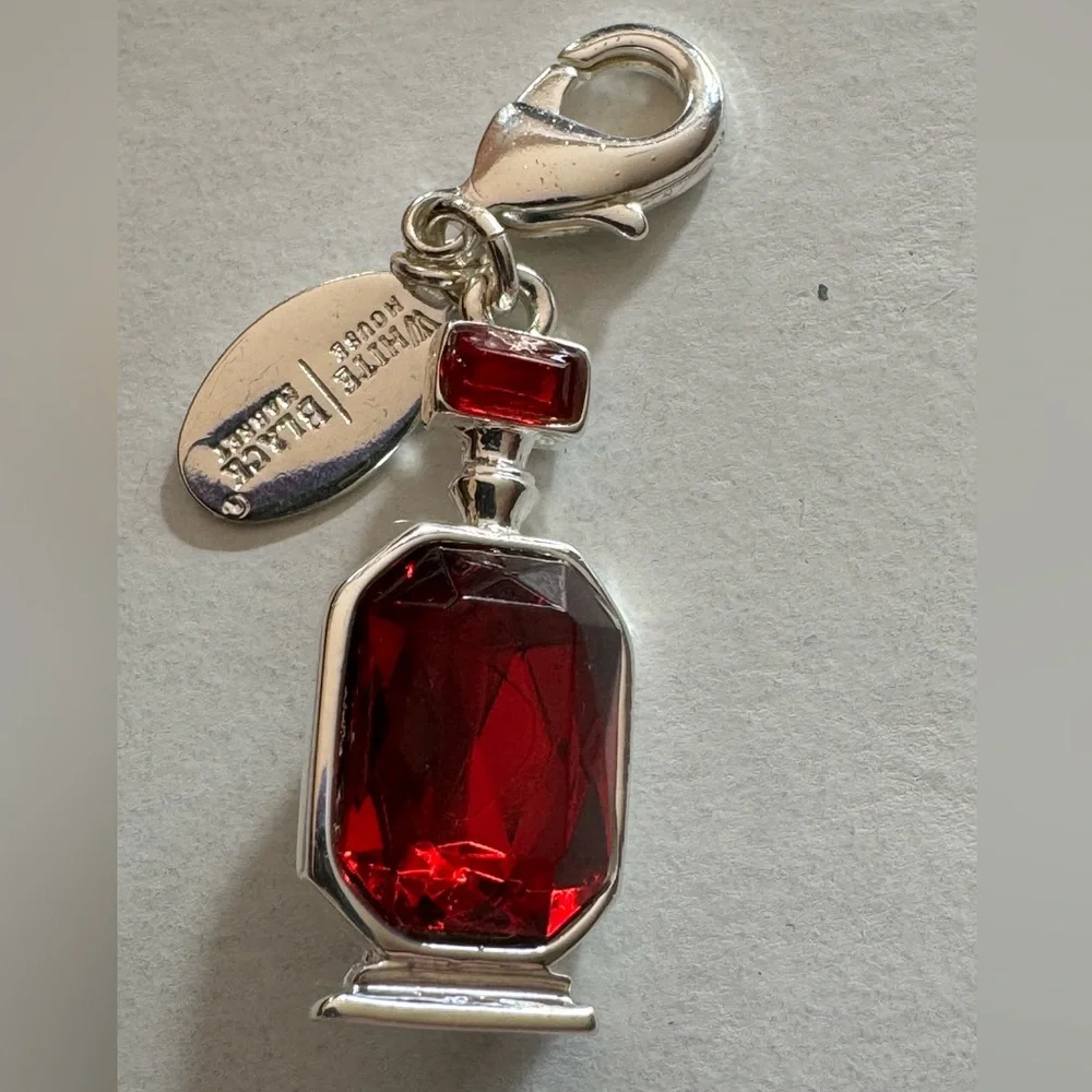 WHITE HOUSE BLACK MARKET Bag Charm Zipper Pull Keychain Ruby Crystal